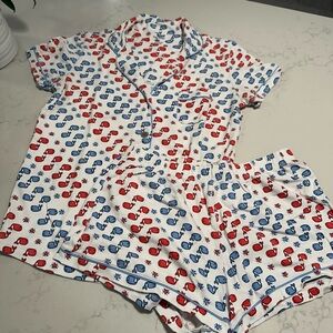 Roller Rabbit Red and Blue Mitten Kids Pajama Set